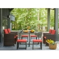 thumbnail image 3 of Devoko 9 Pieces Patio Dining Set Patio Conversation Set Outdoor Furniture Cushioned Tempered Glass with Ottoman, Red, 3 of 7