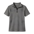 thumbnail image 4 of Iyufng Striped Collared T-Shirt for Women Half Zip Short Sleeve Loose Knit Casual Daily Top, 4 of 5