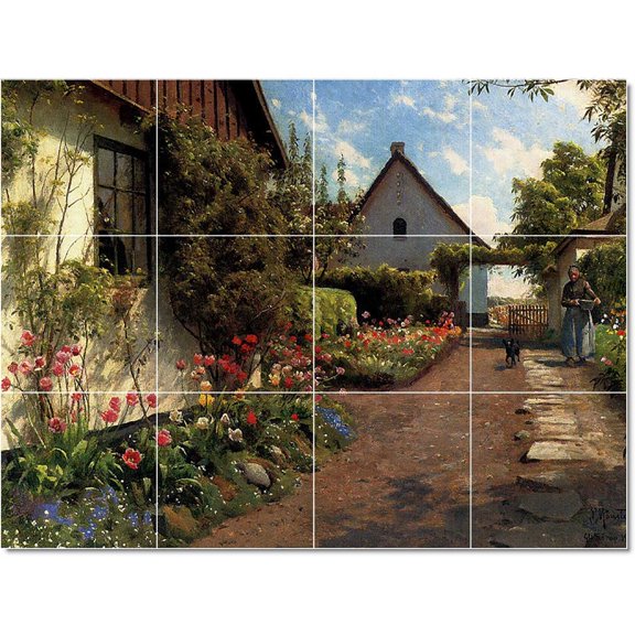 Ceramic Tile Mural-Peder Mork Monsted Village Painting 101. 17" w x 12.75" h using (12) 4.25 x 4.25 ceramic tiles