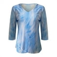 thumbnail image 4 of Pxiakgy Dressy Tops for Women Casual Solid Tops Print V Neck Irregular Long Sleeve T Shirt Blouses 3/4 Sleeve Tunic Tops Asymmetric Hem Blouses Lightweight Mesh Shirt Flowy Work Shirts Sky Blue 3Xl, 4 of 5