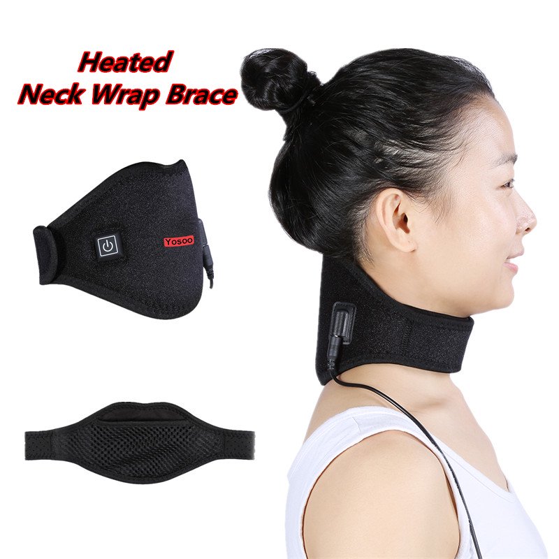 WALFRONT Hot Cold Therapy Heated Neck Wrap Brace Heating Pad Headache