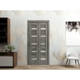 thumbnail image 3 of Sliding Closet Bi-fold Doors 36 x 96 inches | Quadro 4445 Nebraska Grey with Frosted Glass | Sturdy Tracks Moldings Trims Hardware Set | Wood Solid Bedroom Wardrobe Doors, 3 of 5