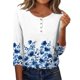 thumbnail image 3 of TaTaai Loose Printed T-Shirt Lightweight Comfortable Women's Fashion Casual Button Round Neck 3/4 Sleeve All Season Daily Versatile Blouse Gift, 3 of 7
