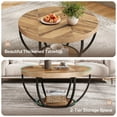 thumbnail image 4 of Tribesigns 32 Inches Round Coffee Table, Modern 2-Tier Center Table with Storage Open Shelves, Wooden Circle Coffee Table Sofa Side Table with Metal Legs, Wooden Grain and Black, 4 of 11