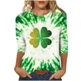 thumbnail image 4 of Hvot&aat Ladies' St Patty's Day Casual Shirt 3/4 Sleeve Crewneck Irish Clover Tunic Tops, 4 of 4