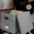 thumbnail image 1 of Vinyl Record Storage Box with Lid and Handles, LP Record Organizer, Stylish Home Decor, Protective Album Holder, 1 of 5