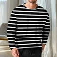 thumbnail image 2 of LNWUY (S-5XL) Big and Tall Men's Fashion Casual Striped Crewneck Long Sleeve Top T-Shirt Basic Pullover Loose tee Shirt Black XXXXXL, 2 of 5