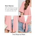 thumbnail image 3 of SHOWMALL Women's Plus Size Short Sleeve Shrugs & Boleros, Pink 1X Open Front Lightweight Cardigan Kimono Jacket for Spring Summer Fall, 3 of 7