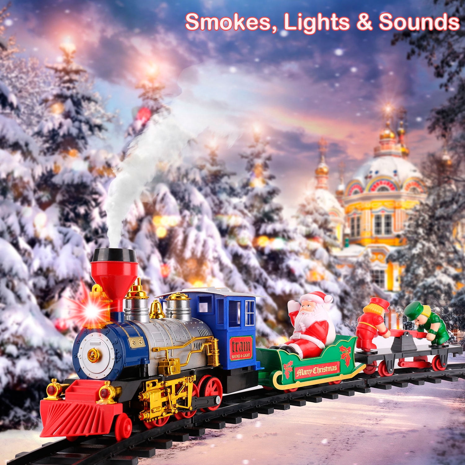 Classic Christmas Train Set with Lights and Sounds for Under the Christmas Tree