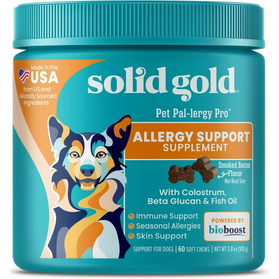 Solid Gold Pet Pal-lergy Soft Chews Allergy & Itch Relief Supplement for Dogs, 60 count