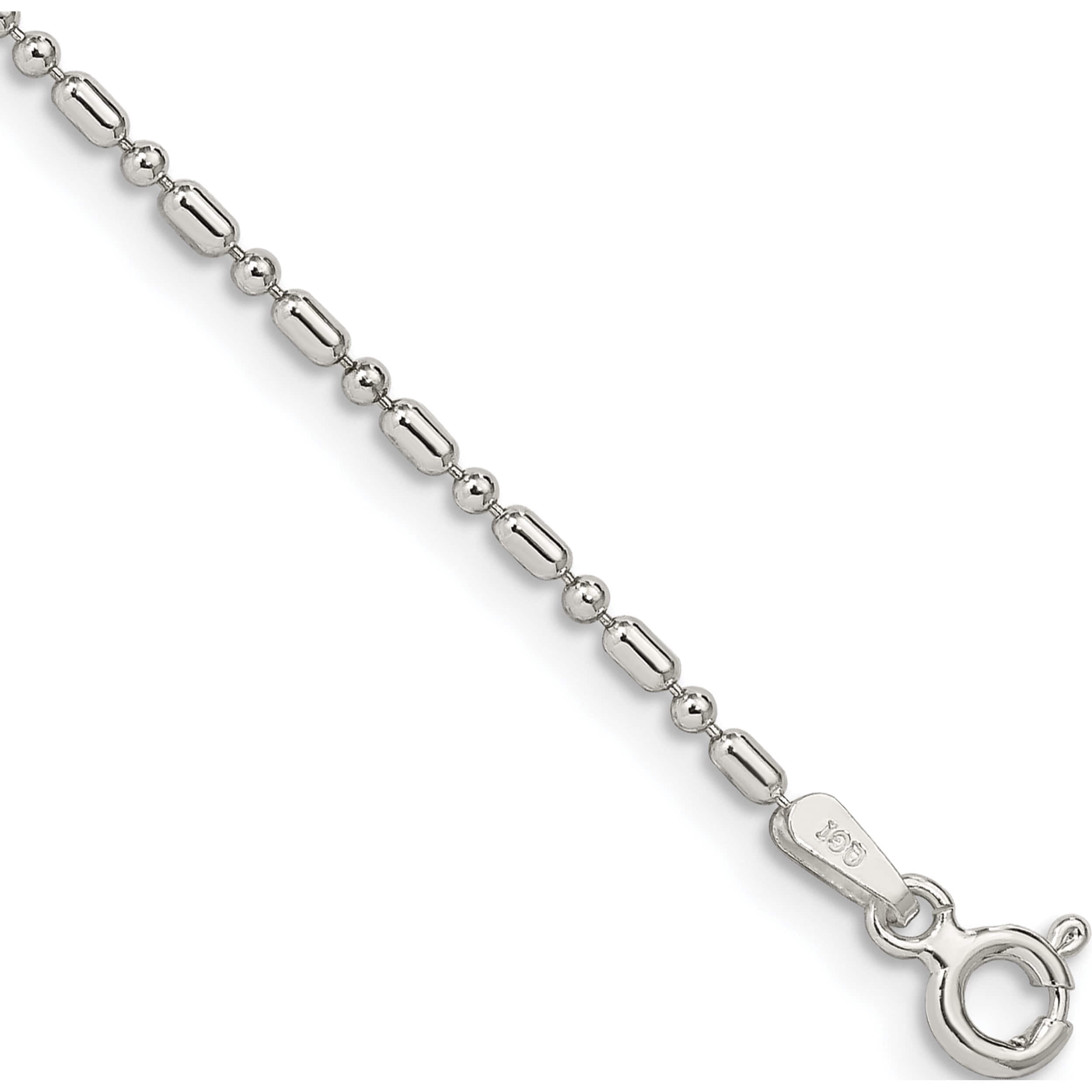 Sterling Silver 1.5mm Fancy Beaded Chain Anklet (10 X 1.5) Made In Italy -Jewelry By Sweet Pea