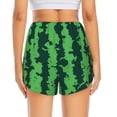 thumbnail image 4 of Uemuo Green Stripes Of Watermelon Pattern Women's Athletic Shorts High Waisted Running Shorts with Liner Pockets Gym Elastic Workout Shorts-Small, 4 of 9