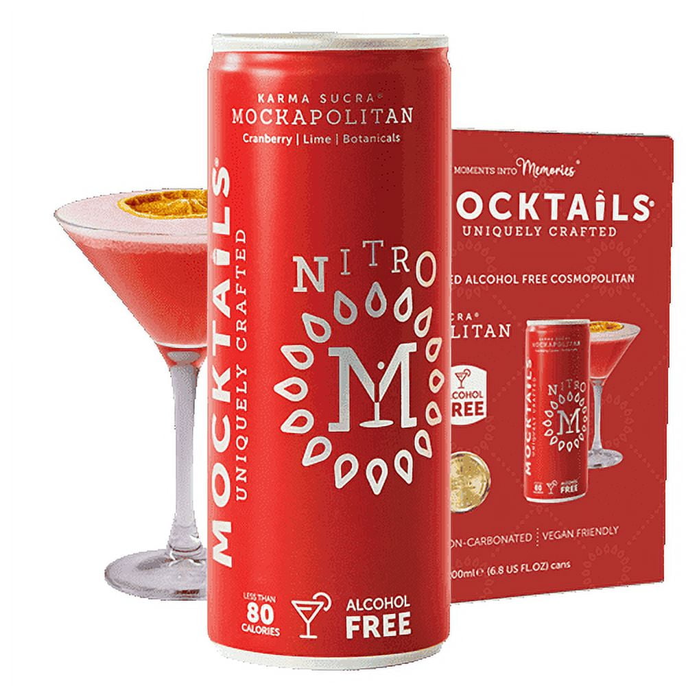 Mocktails Nitro-Charged Non Alcoholic Cosmopolitan, 6.8 oz, 12 Pack