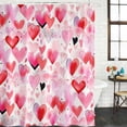 thumbnail image 3 of Pink Red Love Heart Valentines Waterproof Fabric Shower Curtain,Watercolor Love Heart Waterproof Fabric Shower Curtain for Bathroom Curtains Bathtubs Shower Curtains with 12 Hooks Extra Long 72x96, 3 of 8