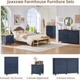 thumbnail image 5 of Joaxswe Modern Farmhouse 54" Wide 6 Drawer Dresser, Rustic Large Closet Storage Dressers Organizer for Hallway, Deep Blue, 5 of 9