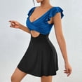 thumbnail image 2 of QHFBli Women's Plus Size Swimsuit Tummy Control One Piece Swimdress Ruffle V Neck Cutout Wrap Bathing Suit with Skirt, 2 of 6