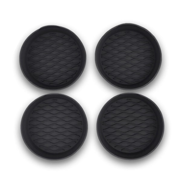 Car Cup Coasters Black Silicone Non Slip Coasters Set of 4 3.5 Inch Cup Holder Inserts for Vehicle Interior Accessories