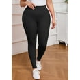 thumbnail image 2 of SHOWMALL Women Plus Leggings High Waisted Activewear Pants Black 3X Tummy Control Soft Yoga Pants for Workout, 2 of 10