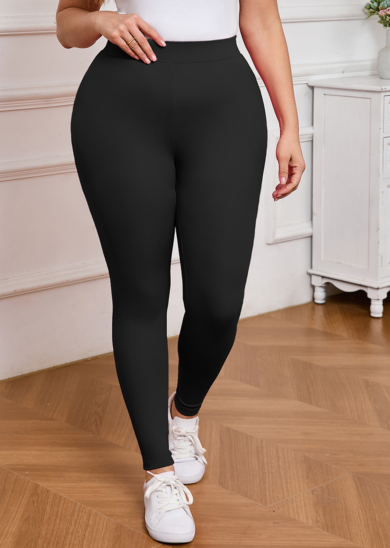 SHOWMALL Women's Plus Size High Waist Yoga Leggings Tummy Control photo 2