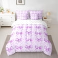 thumbnail image 2 of Feelyou Fashion Purple Bow Bedding Comforter Set 7pcs, Cartoon Ribbon King Bedding Sets, 2 of 8
