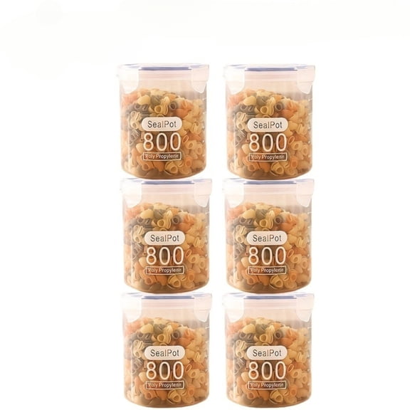 6-Pack Airtight Food Storage Containers with Lids, Reusable Plastic Cereal & Dry Food Canisters for Pantry, Kitchen, Fridge Organization - Multiple Sizes, Keep Food Fresh