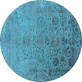 thumbnail image 1 of Ahgly Company Indoor Round Oriental Light Blue Industrial Area Rugs, 7' Round, 1 of 4