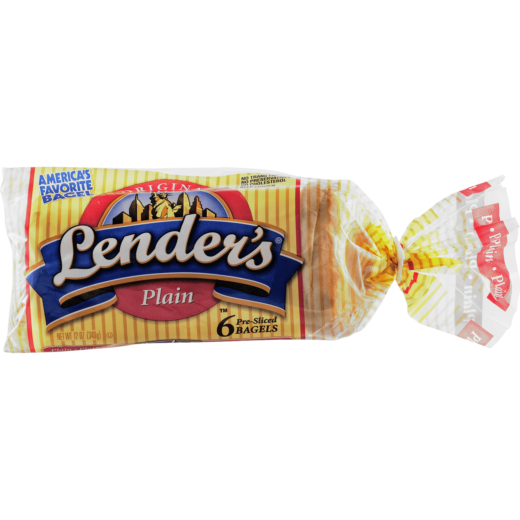 Lender's Frozen Original Plain Grain 6 Ct Soft Round Bagels 12oz Bag No Grain