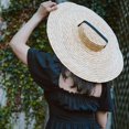 thumbnail image 4 of Sombreros grandes de paja Natural para mujer, visera de playa de ala ancha, elegante, plana, con cinta larga y cordones, Verano, 4 of 4