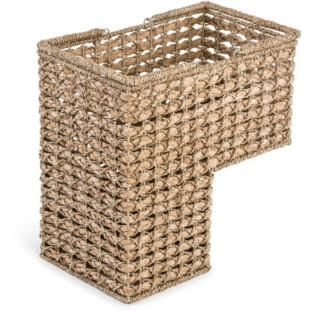 Brown Oval Basket - Trademark Innovations Braided Rope Storage Stair Basket with Handles