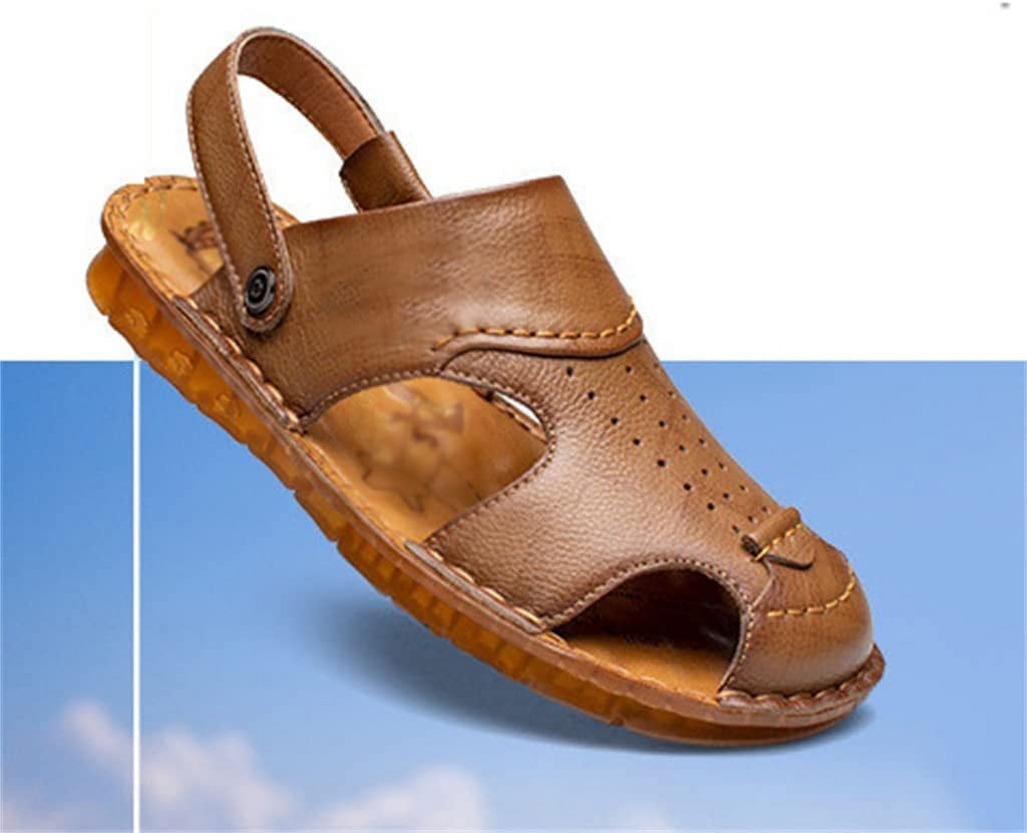 【DEARMINE】(premium) Bett Cowhide Sandal Men's Lightweight Beach Sandals, Cowhide Leather with