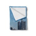thumbnail image 2 of Detroit Soft Flannel Fleece Throw Blanket, Industrial City Center Shoreline River Scenic Panoramic View in a Sunny Day, Cozy Plush for Indoor and Outdoor Use, 60" x 80", Blue Green Grey, by Ambesonne, 2 of 6