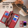 thumbnail image 4 of for iPhone 16 Plus Crossbody Strap Wallet Case for Women Men, Zipper Pocket Purse [Detachable Wallet 2 in 1] [RFID Blocking] [13 Card Holder], Leather Magnetic Flip Kickstand Case,Red, 4 of 8