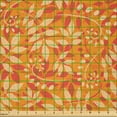 thumbnail image 2 of Ambesonne Leaves Fabric by the Yard Microfiber, Abstract Leaf Form Autumn, 3 Yards, Marigold Dark Peach, 2 of 4