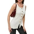thumbnail image 3 of Women'S Sweater Vest Button Down Summer Tank Tops 2025 Sleeveless Knit Vests Fashion Business Casual Outfits White M, 3 of 9