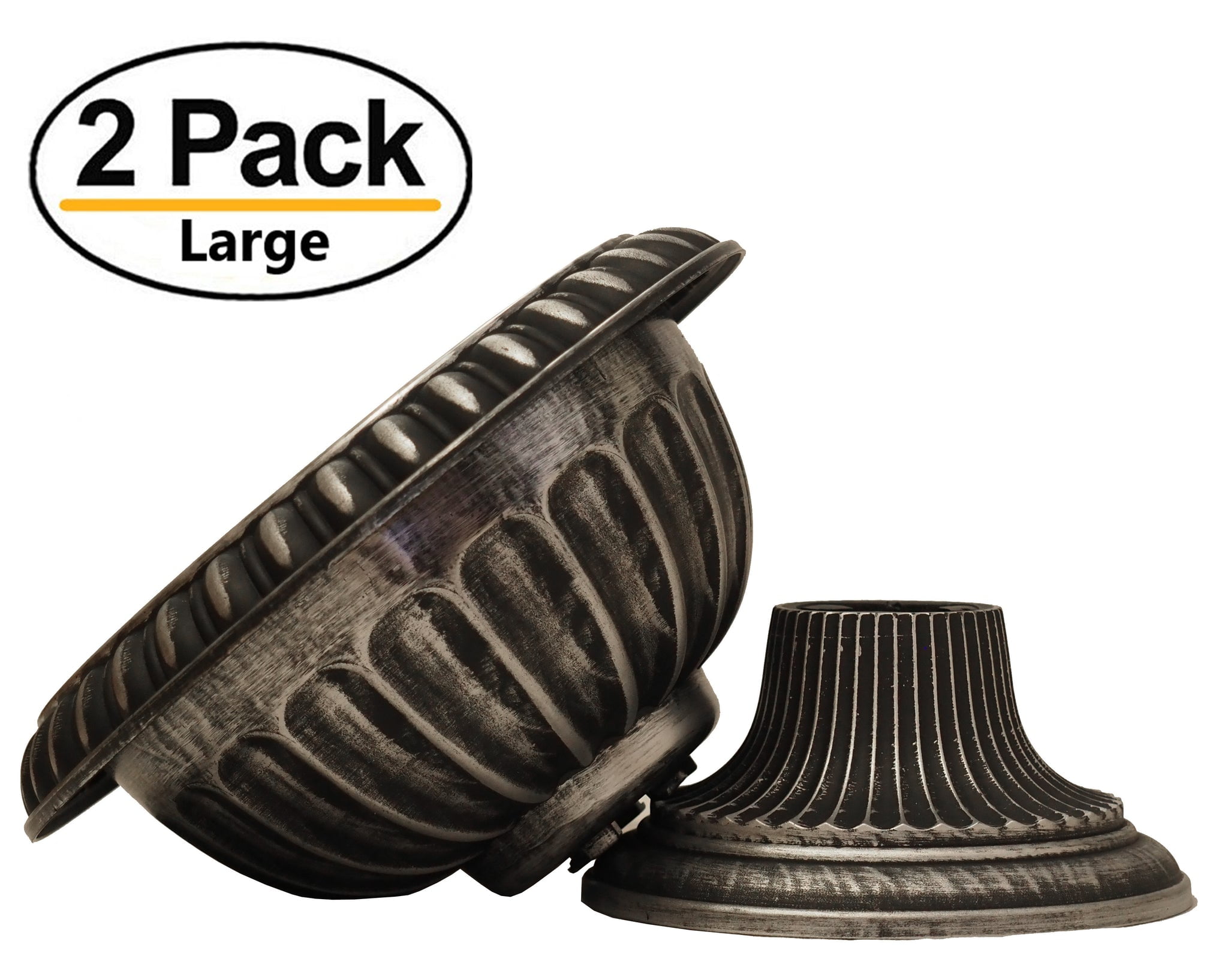 16" Round Plastic Planter Rustic Look (2 Count, Easy to Assemble) Flower Seedlings Nursery Pot / Urn with Wide Base for Garden Patio Office Ornaments Home Decor Long Lasting Reusable Lightweight