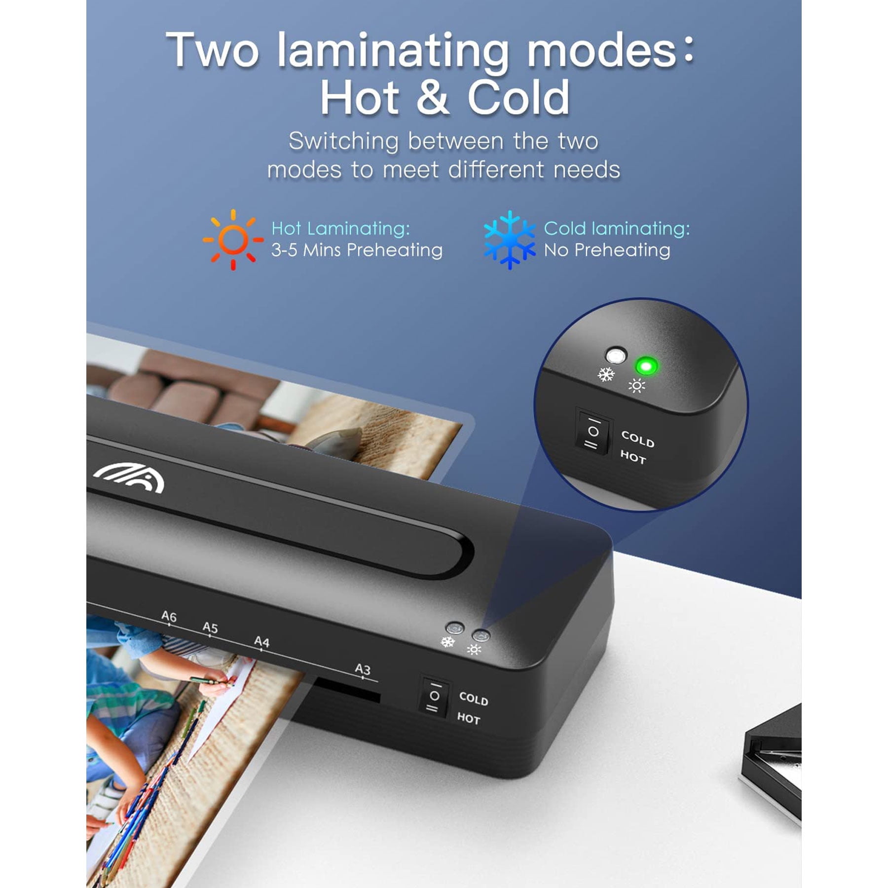 Crenova A3 Laminator Machine, Hot & Cold Thermal Laminating with 20 Sheets, Paper Trimmer & Corner Rounder for Home Office School Supplies