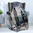 thumbnail image 4 of Urban Soft Flannel Fleece Blanket, London England Skyline Buildings and Skyscrapers and Cloudy Sky Modern Capital City, Cozy Plush for Indoor and Outdoor Use, 50" x 60", Multicolor, by Ambesonne, 4 of 5