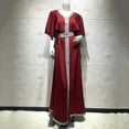 thumbnail image 3 of Amazing Superstore Muslim Red Women Fancy Maxi Arabic Abaya Dress Soft Satin Kaftan A-Line Dress, 3 of 5