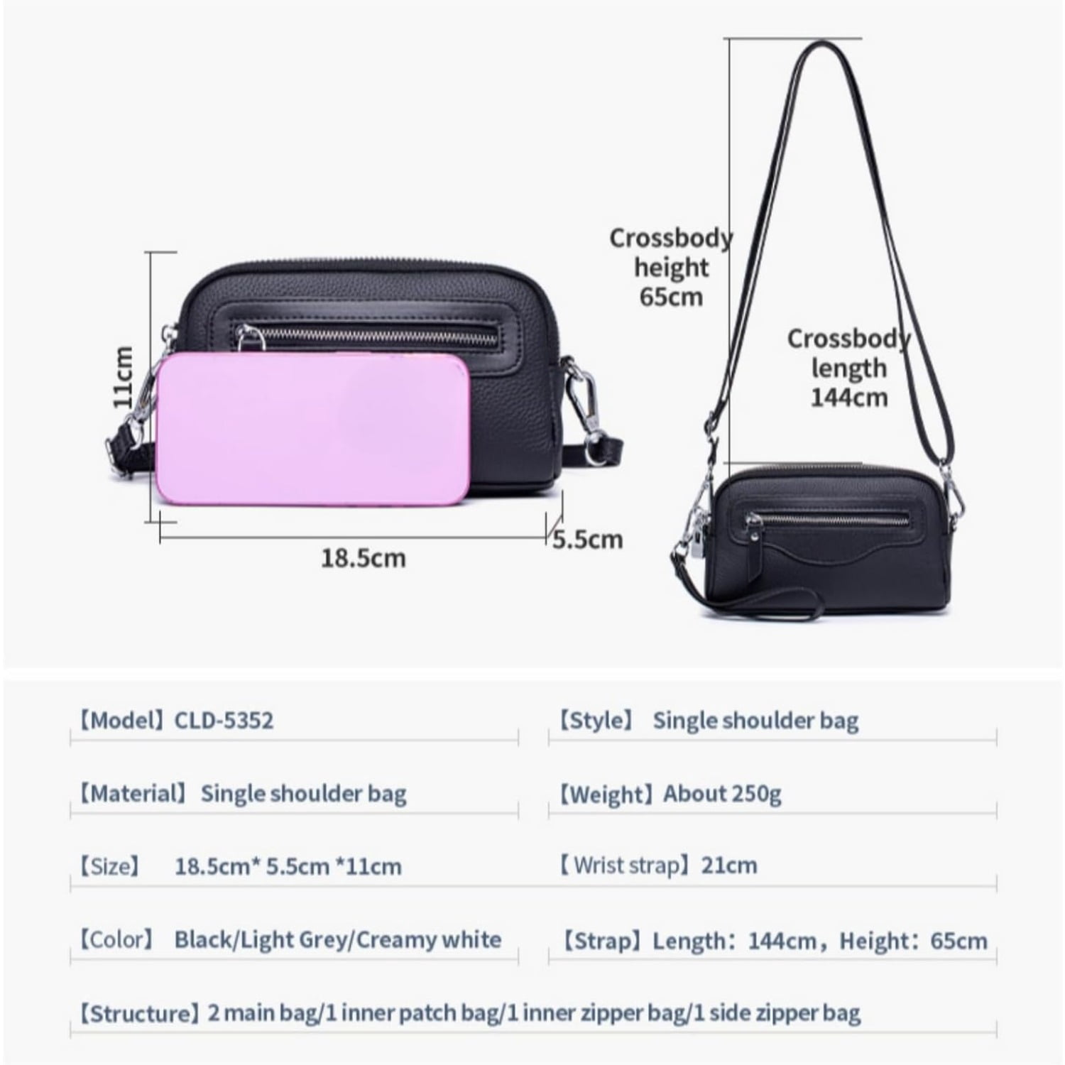 Wristlet Wallet for Unisex Genuine Small Crossbody Women Bags Double Zipper Pocket Cell Phone Pounch