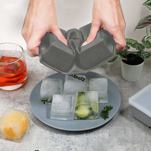 Hbdhejl Large Ice Cube Tray For Whiskey: Big Square Ice Cube Maker For Cocktail Silicone Old Fashioned Ice Cube Trays