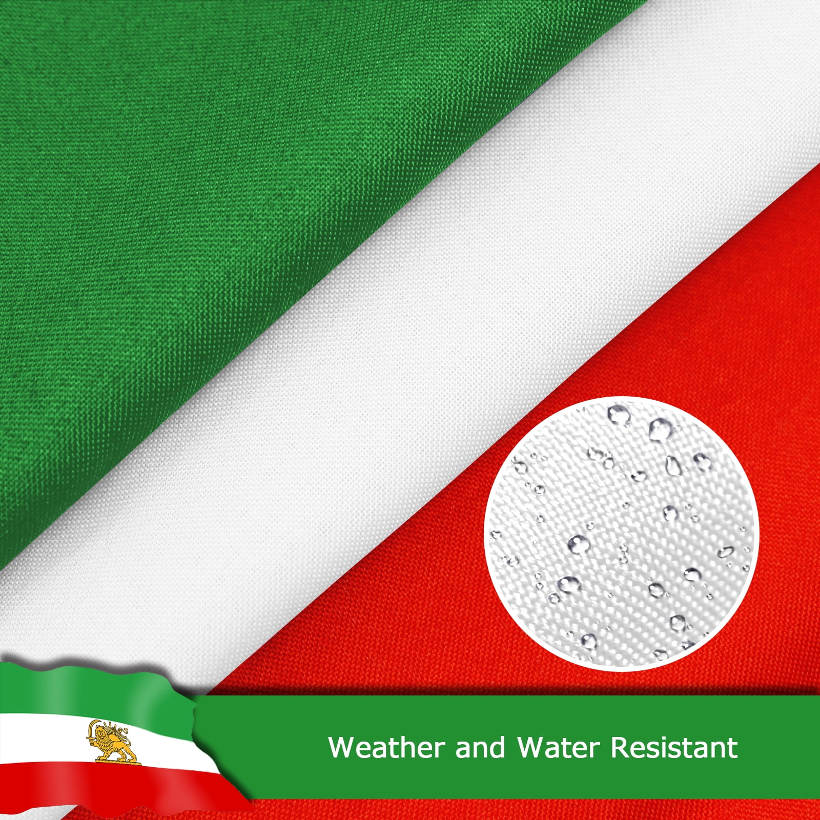 Iran Lion Iranian Lion Flag, 400D Heavy Duty Polyester, Double-Sided Printing, Quadruple Stitched Fly Hem, Fade Resistant, 2 Brass Grommets, National Flag of Iran Lion for Home Outdoor
