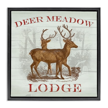 Stupell Industries Deer Meadow Lodge Black Framed Floater Canvas Wall Art design by Lula Bijoux & co., 18 x 18