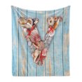 thumbnail image 1 of Letter V Soft Flannel Fleece Throw Blanket, Nautical ABC with Beach Inspired Coastal Oceanic Marine Elements, Cozy Plush for Indoor and Outdoor Use, 50" x 70", Dark Coral Pale Blue, by Ambesonne, 1 of 6