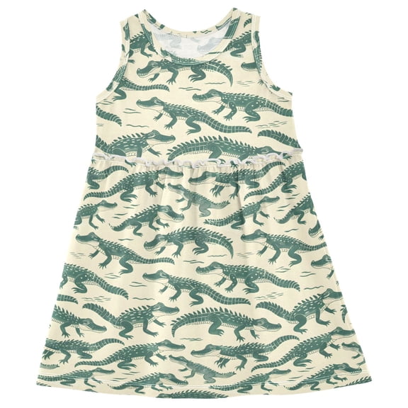 joogoo Girls Sleeveless Dress Crocodiles Stylish Short Sleeve Dresses 4T