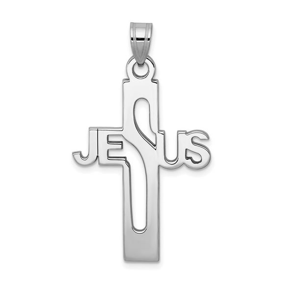 Sterling Silver Jesus Cross Large Pendant - 2.9 Grams - Measures 39x22.3mm Wide 1.15mm Thick
