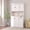 White 2, variant on 74.8 Extendable Kitchen Island with Marble Veneer Top, Rolling Storage Cart with 3 Drawers & Cabinet, Mobile Kitchen Cart for Dining Room, Black
