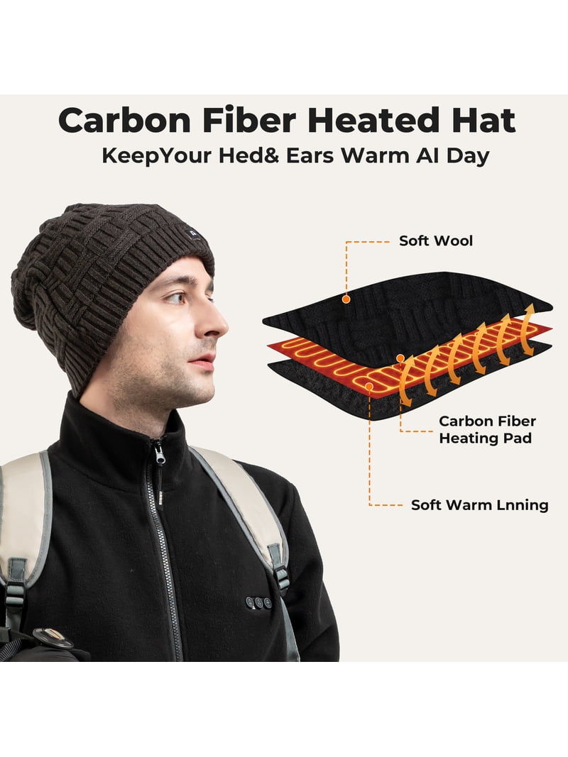 Rechargeable Heated Beanie Hat with 3 Heat Settings, 100% Acrylic Fabric, Dr.Warm Heated Hat for Men Women, APP Control Electric  main image 2