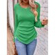 thumbnail image 1 of Solid V Neck T-Shirt, asymmetrical Hem Long Sleeve Top, Women's Clothing, 1 of 7