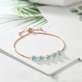 thumbnail image 3 of Gem Stone King 2.68 Ct Blue Apatite White Created Sapphire 18K Rose Gold Plated Silver Tennis Bracelet for Women, 3 of 3