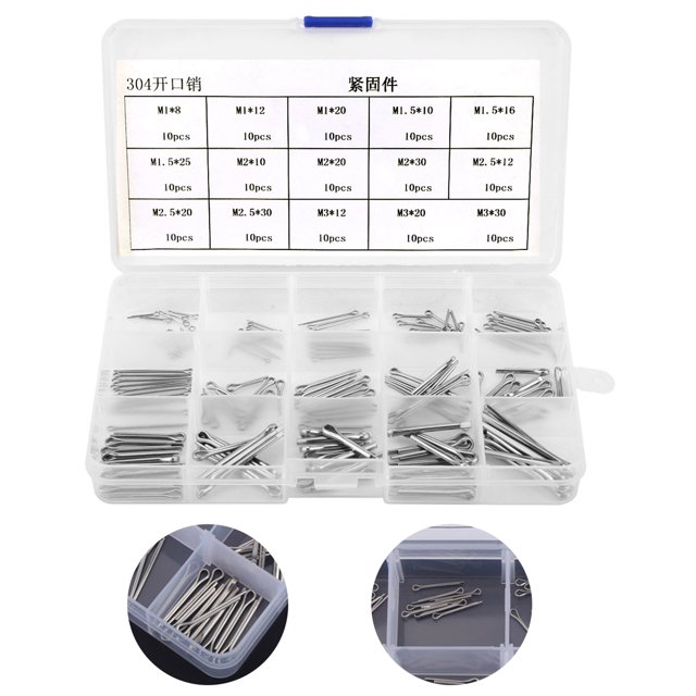 Stainless Steel Split Cotter Pins Kit, 150Pcs 15 Sizes, High Hardness, Proof, Resistant, Versatile for Mechanical Fasteners, Smooth , 304 Stainless Steel Material,